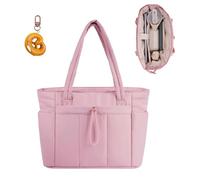 Snrtevu Luvtoo The Ultimate Puffer Tote Bag, Luvtoo Puffer Tote Bag, Large Quilted Handbag with Compartments and Zip for Work School Office and Travel (Pink)