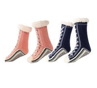 Snrtevu Ultra-thick Cashmere Slipper Home Socks, Women's Winter Non Slip Warm Home Socks, Fluffy Slipper Socks with Grippers, Fluffy, Warm, Knitted (H)