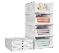 SNSLXH 5 Pezzi Organizer Armadio Contenitori, Impilabili e SalvaspazioScatole per Armadio, Organizer Cassetti per Abbigliamento, Facili da Montare, Resistenti per Casa e Ufficio (Bianco)