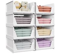 SNSLXH 8 Pezzi Organizer Armadio Contenitori, Impilabili e Compatti, Scatole per Armadio, Organizer Cassetti per Abbigliamento, Facili da Montare, Resistenti per Casa e Ufficio (Bianco)