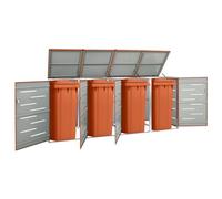 Snsowed Copri Bidoni Pattume Quadruplo 276,5x77,5x112,5 cm Acciaio Inox,Forniture domestiche,Accessori per contenimento rifiuti,Strutture per contenitori rifiuti-149565