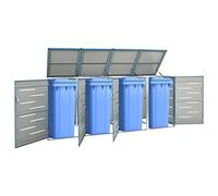 Snsowed Copri Bidoni Pattume Quadruplo 276,5x77,5x112,5 cm Acciaio Inox,Forniture domestiche,Accessori per contenimento rifiuti,Strutture per contenitori rifiuti-149569
