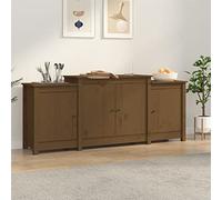 Snsowed Credenza Marrone ambra 164x37x68 cm in Legno Massello di Pino,Credenza,Credenza Moderna,Credenza Salvaspazio,Credenza Soggiorno/Cucina-821495