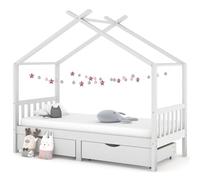 Snsowed Giroletto Bambini Bianco con Cassetti Massello di Pino 90x200cm,Mobili,Mobili per bebè e bimbi,Lettini e letti per bimbi-322150
