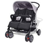 Snsowed Passeggino Gemellare in Acciaio Grigio e Nero,Bebè e bimbi,Trasporto bebè,Passeggini-10110