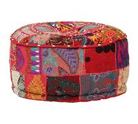 Snsowed Pouf Patchwork Rotondo Fatto a Mano in Cotone 40x20 cm Rosso,Pouf Modulare,Poltrone Sacco Soggiorno,Modulare Sgabello-246571