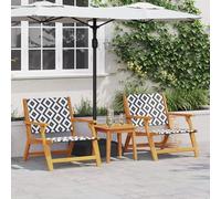Snsowed Set da giardino : 3 pezzi in legno massello di acacia, nero e bianco,Set da Giardino,Set da Giardino Esterno,Set di Conversazione per Patio-3214436