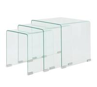 Snsowed Set da Tavolo ad Incastro a 3 pz in Vetro Temprato Trasparente,Mobili,Tavoli,Tavolini decorativi,Tavolini da salotto-244190