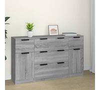 Snsowed Set di Credenze 3 pz Grigio Sonoma in Legno Multistrato,Credenze Moderne,Credenze e Buffet Sala da Pranzo,Credenze Soggiorno Salvaspazio-3115826