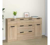 Snsowed Set di Credenze 3 pz Rovere Sonoma in Legno Multistrato,Credenze Moderne,Credenze e Buffet Sala da Pranzo,Credenze Soggiorno Salvaspazio-3115822
