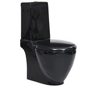Snsowed Vaso WC in Ceramica da Bagno Rotondo Base con Scarico Nero,Articoli Idraulici,WC e Bidet,WC-3059889