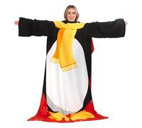 Snug Rug - Coperta in pile con le maniche a tema natalizio "Pinguino", 137 x 183 cm