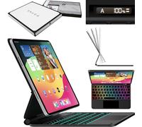 Snugg Custodia per iPad Pro 11 con tastiera (M4) con supporto per Apple Pencil e display batteria attiva, retroilluminazione Bluetooth, custodia magica per iPad 11 con tastiera