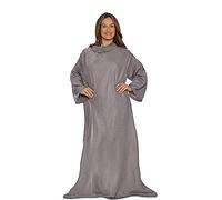 Snuggie Reversibile: l'originale coperta indossabile con maniche, calda e accogliente in morbido velluto, coperta funzionale con maniche, Grigio Chiaro, taglia unica