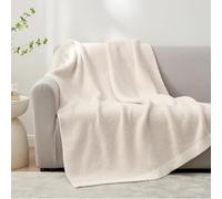 Snuggle Sac Coperta in filato di piume, per divano, ultra morbida e calda, reversibile, lavorata a maglia, per letto o divano, leggera, da viaggio, per letto singolo, 127 x 153 cm, color crema avorio