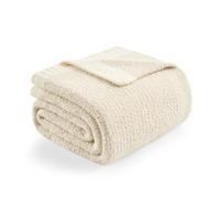 Snuggle Sac Coperta per divano, reversibile, super morbida, lavorata a maglia, calda, accogliente, in peluche, leggera, per divano, letto, picnic, avorio, 127 x 152,4 cm