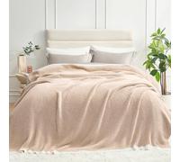 Snuggle Sac Coperta per letto queen size, beige mélange, super morbida, calda, coperta in peluche lavorata a maglia, per letto, beige mélange, 228,6 x 228,6 cm, queen size