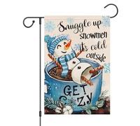 Snuggle Up Snowmen It'S Cold Outside Christmas Winter House Bandiera Durevole Bandiere Robuste Flag Per Interno Balcone Esterno 30X45Cm