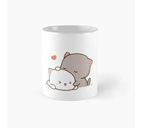 Snuggles - Tazza classica con scritta "Mochi Peach and Goma" in lingua inglese "Cute Cat Love", idea regalo, divertente
