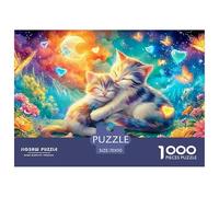 Snuggling Kittens Under Glowing Moon And Hearts Puzzle Da 1000 Pezzi Cute Pet Cat Giocattolo Educativo Per Bambini E Adulti 70x50cm/1000pcs