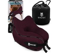 SNUGL Cuscino da Viaggio Ergonomico - Cuscino Aereo in Memory Foam - Cuscino Cervicale da Viaggio - Cuscino Cervicale per Dormire, Supporto Collo per Aereo, Auto, Treno (Rosso Scuro - Adulto Piccolo)