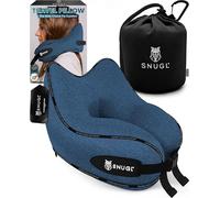 SNUGL Cuscino da Viaggio Ergonomico - Cuscino Aereo in Memory Foam - Cuscino Cervicale da Viaggio - Cuscino Cervicale per Dormire - Supporto Collo per Aereo, Auto, Treno | (Blu - Adulto Regolare)
