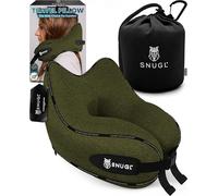 SNUGL Cuscino da Viaggio Ergonomico - Cuscino Aereo in Memory Foam - Cuscino Cervicale da Viaggio - Cuscino Cervicale per Dormire, Supporto Collo per Aereo, Auto, Treno (Verde Oliva - Adulto Regolare)