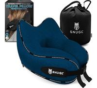 SNUGL Cuscino da Viaggio Ergonomico - Cuscino Aereo in Memory Foam - Cuscino Cervicale da Viaggio - Cuscino Cervicale per Dormire - Supporto Collo per Aereo, Auto, Treno | (Blu Navy - Adulto Piccolo)