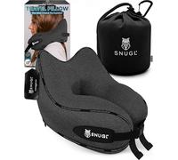 SNUGL Cuscino da Viaggio Ergonomico - Cuscino Aereo in Memory Foam - Cuscino Cervicale da Viaggio - Cuscino Cervicale per Dormire, Supporto Collo per Aereo, Auto, Treno (Grigio Scuro - Adulto Piccolo)