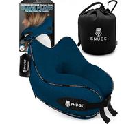 SNUGL Cuscino da Viaggio Ergonomico - Cuscino Aereo in Memory Foam - Cuscino Cervicale da Viaggio - Cuscino Cervicale per Dormire - Supporto Collo per Aereo, Auto, Treno | (Blu Navy - Adulto Piccolo)