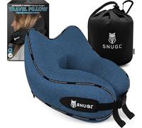SNUGL Cuscino da Viaggio Cuscino Cervicale in Memory Foam - Cuscino per Volo | Supporto per il Collo in Viaggio | Cuscino Cervicale da Viaggio per Aereo con Borsa e Clip | (Blu)