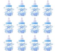 Snugory Bottiglia di Caramelle Biberon Vasetto Caramelle di Plastica Riutilizzabile Creativo Biberon per Battesimo Nascita Comunione 12PCS Blu