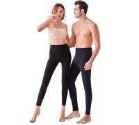 SNUGSHEEP 97% Cashmere Uomini Donne Biancheria Intima Termica Leggings Invernali Mens Strato di Base Delle Donne Collant Lungo Johns Lana Pesante, Donna Sottile Nero, XL