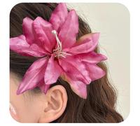 Snuhlzvm Accessorio artistico per capelli con giglio, rosso rosa, linee morbide, artigianato delicato, una fusione di moda e arte, atmosfera vivace, un must per le fashioniste.
