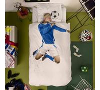 Snurk Parure Copripiumino e Federe con Stampa Calciatore Alta Definizione 100% Percalle di Cotone di Alta qualità, per Bambini e Bambine, Colore Bianco, Misura - Singolo 155x220 Cm