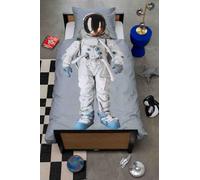 Snurk Set di biancheria da letto in percalle astronauta, grigio, dimensioni: 135 x 200 cm + 80 x 80 cm