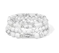 snxjaidszx 3 Pz/set Lapislazzuli Unakite Occhio di Tigre Bianco Howlite Argento Perline Bracciali Per Le Donne Uomini