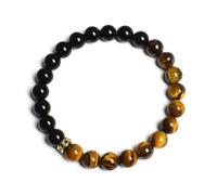 snxjaidszx Braccialetti elastici fatti a mano con perline bianche e nere in pietra lavica naturale Howlite occhio di tig, 21cm-8.3inch, Pietra Pelle