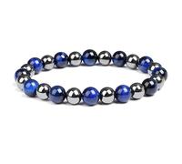 snxjaidszx Coppia di braccialetti elastici regolabili in ematite con perline in pietra occhio di tigre fatti a mano, 21cm-8.3inch, Pietra Pelle