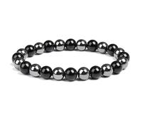 snxjaidszx Coppia di braccialetti elastici regolabili in ematite con perline in pietra occhio di tigre fatti a mano, 21cm-8.3inch, Pietra Pelle