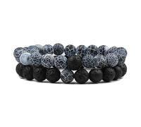 snxjaidszx Coppia di bracciali in pietra naturale, 8 mm, con perline di occhio di tigre e corda elastica, 19cm, Pietra Pelle