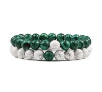 snxjaidszx Coppia di bracciali in pietra naturale, 8 mm, con perline di occhio di tigre e corda elastica, 21cm, Pietra Pelle