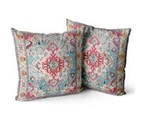 Snycler, Set di 2 federe per cuscini in velluto con stampa floreale bohémien, 66 x 66 cm, stile vintage bohémien, per soggiorno, camera da letto, divano, decorazione per la casa (rosso boho)