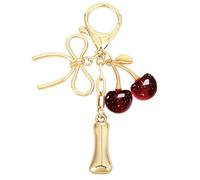 Snylcce Bubble Lettera A Portachiavi con Fiocco e Ciliegia - Ciondolo a forma di lettera d'oro per donna, graziosi accessori per borse e borse, Rosso Lettera I, Taglia unica
