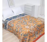 Snylcce Coperta grande in stile bohémien su entrambi i lati, 100% cotone biologico intrecciato a mano, accogliente accento bohémien, per divani e poltrone a 2-3 posti, 200 x 230 cm, uccelli nel bosco