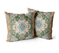 Snylcce Set di 2 Copricuscini Stile Bohémien 65x65 cm Copricuscini Decorativi Quadrati Throw Pillow 65x65 CM Divano Auto Federa per Esterno Casa Letto Soggiorno Divano Decorazione (Verde)