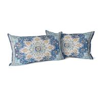 Snylcce Set di 2 federe decorative bohémien, 30 x 50 cm, in velluto, morbido, stile bohémien, retrò, etnico, decorative, per divano, soggiorno, casa, decorazione (blu Boemia)