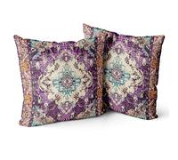 Snylcce Set di 2 federe decorative quadrate in stile bohémien, 40 x 40 cm, per divano, auto, per esterni, casa, letto, soggiorno, divano (viola)