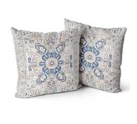 Snylcce Set di 2 federe decorative quadrate in stile bohémien, 50 x 50 cm, per divano, auto, per esterni, casa, letto, soggiorno, divano (ceruleo)