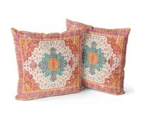 Snylcce Set di 2 federe per cuscini bohémien, design antico e vintage, motivo double-face, morbide federe per cuscini da giardino, divano, letto, decorative, 40 x 40 cm
